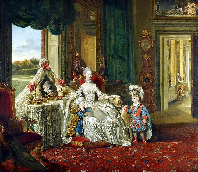 Johann Zoffany Queen Charlotte with her Two Eldest Sons oil painting image